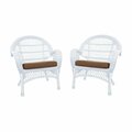 Jeco W00209-C-4-FS007-CS White Wicker Chair with Brown Cushion, 4PK W00209-C_4-FS007-CS